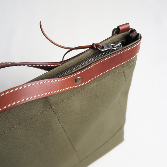 Paraffin canvas  2WAY (tote & Shoulder) bag 「advantage」KHAKI 7枚目の画像