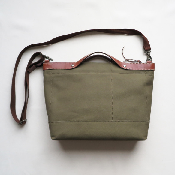 Paraffin canvas  2WAY (tote & Shoulder) bag 「advantage」KHAKI 4枚目の画像