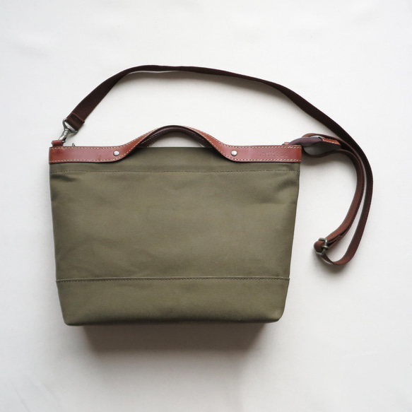 Paraffin canvas  2WAY (tote & Shoulder) bag 「advantage」KHAKI 3枚目の画像