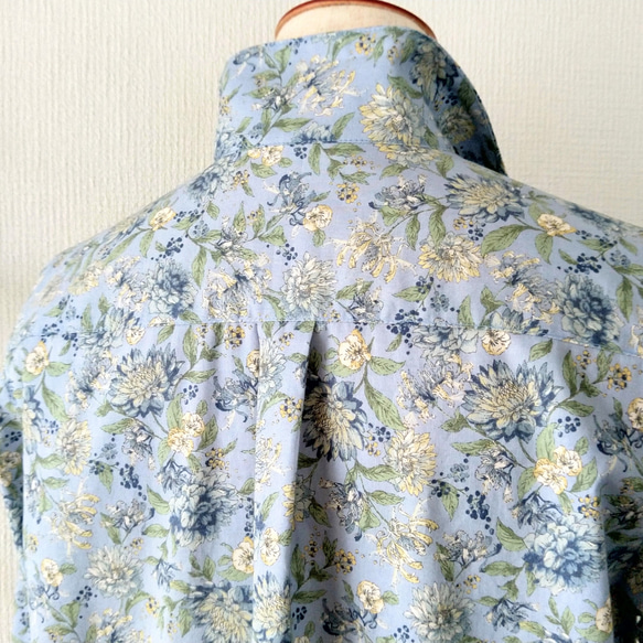 【送料無料】水色花柄シャツカラースキッパーシャツ 6枚目の画像