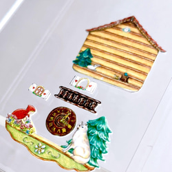 赤ずきんちゃんの家　ハンドメイドキット　カッコー時計　　　ハート　オオカミ　シマエナガ 3枚目の画像