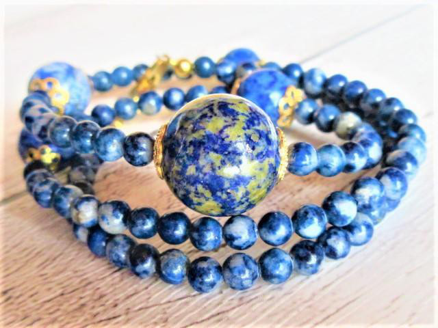 【B92】　ネックレス　ラピス・ラズリ　天然石　半貴石　天然石ビーズアクセサリー