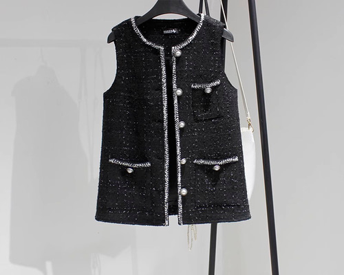 【新品タグ付】メゾンドドルチェ ツイード ドット ベスト ジレ 週末限定お値下げMaison de dolce ツイードベスト - メルカリ
