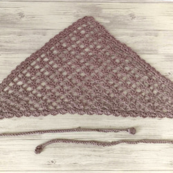 バブーシュカ　ヘアターバン　ヘッドスカーフ　春夏　綿　コットン　大人　三角スカーフ　ヘッドドレス　ヘアバンド　手編み　 3枚目の画像