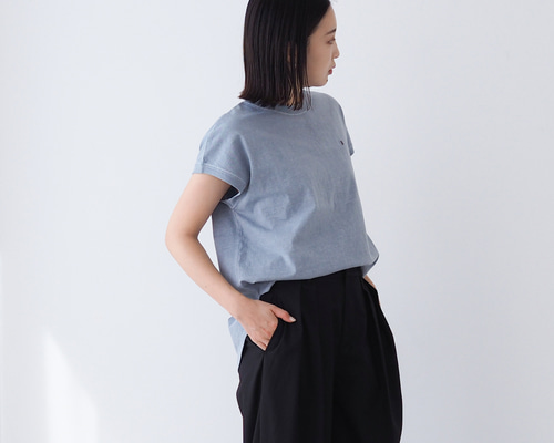 フレンチスリーブTee くすみブルー(半袖Tシャツ) Tシャツ BLUEWHITE