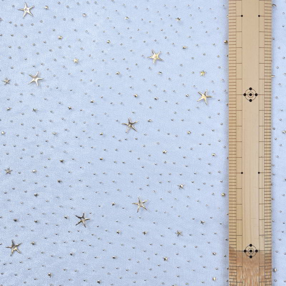 【アウトレット特価品】AKFE046SIL（GL108）インド 星プリント オーガンジー生地 シアー素材 2枚目の画像