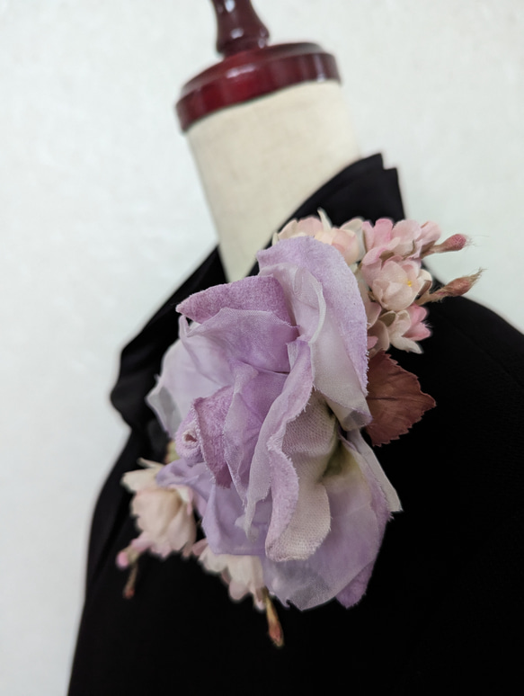 コサージュ(桜とライラック色バラ)A72 6枚目の画像
