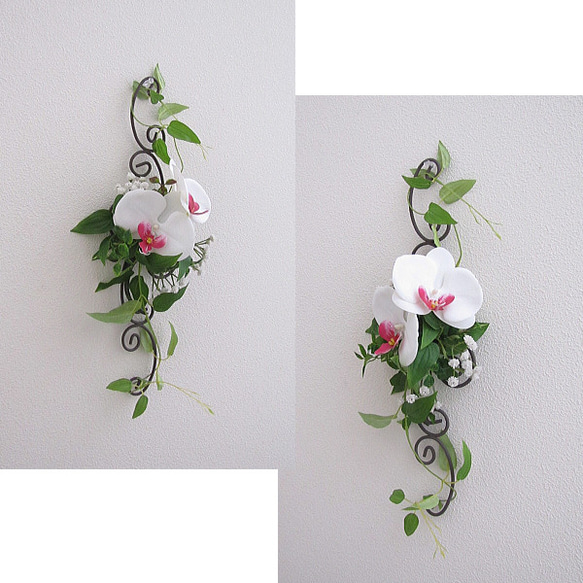 ワイヤーガーランドベース　壁飾り　胡蝶蘭入り　造花　アーティフィシャルフラワー　ｃｍｗｈ107 4枚目の画像