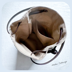 〈一点もの〉cut cloth bag 巾着ショルダー/lbeige & monotone 5枚目の画像