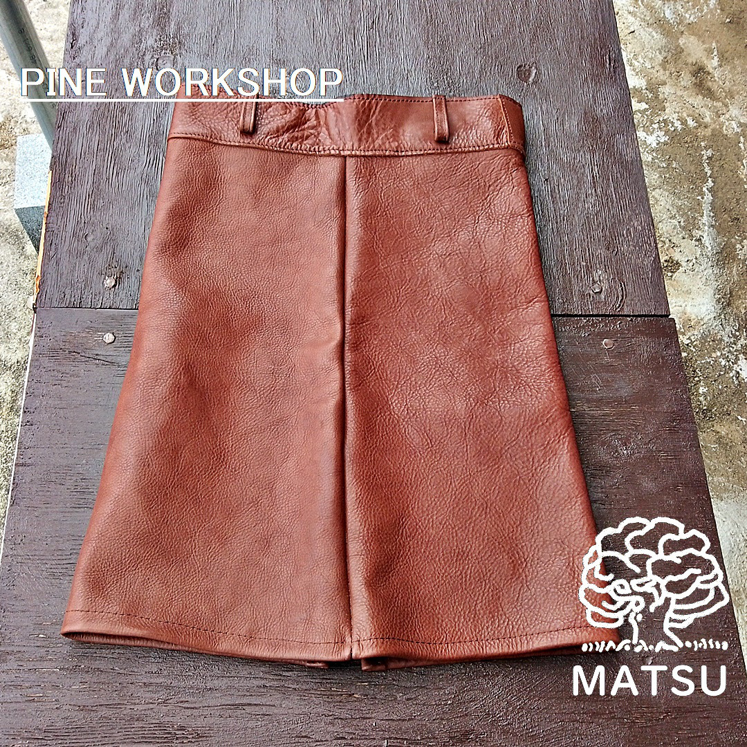 レザータイトスカート 本革 ヌメ革 ダコタヌメ ブラウン
