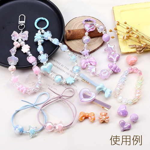 A5035 60個 アクリルビーズ ハート型 ミックスカラー 13×17mm 3 x（20