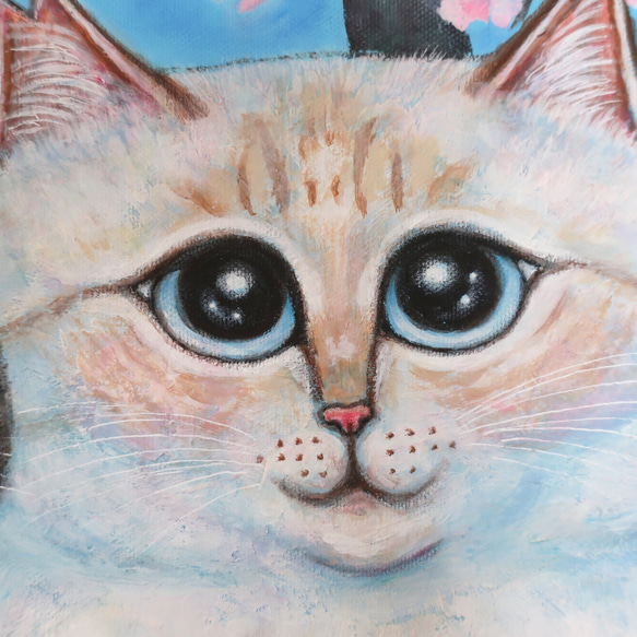 原画「仲良しさくらねこのいる桜咲く丘」 F10号  #絵画 #ねこ #原画 #猫の絵 #イラスト #アート #さくらねこ 5枚目の画像