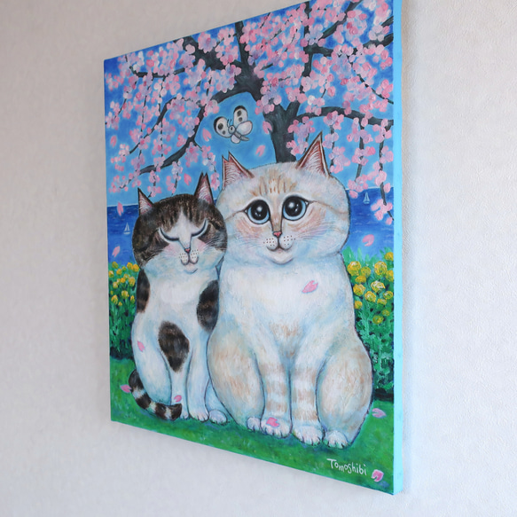 原画「仲良しさくらねこのいる桜咲く丘」 F10号  #絵画 #ねこ #原画 #猫の絵 #イラスト #アート #さくらねこ 16枚目の画像