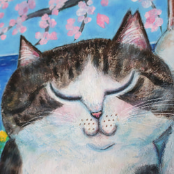 原画「仲良しさくらねこのいる桜咲く丘」 F10号  #絵画 #ねこ #原画 #猫の絵 #イラスト #アート #さくらねこ 10枚目の画像