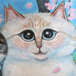 原画「仲良しさくらねこのいる桜咲く丘」 F10号  #絵画 #ねこ #原画 #猫の絵 #イラスト #アート #さくらねこ 3枚目の画像