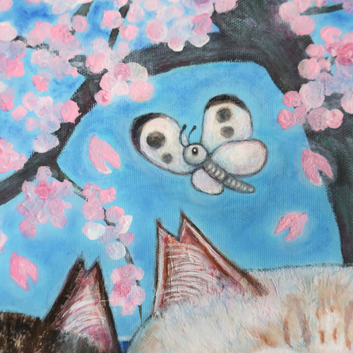 原画「仲良しさくらねこのいる桜咲く丘」 F10号 #絵画 #ねこ 原画「仲良しさくらねこのいる桜咲く丘」 F10号 #絵画 #ねこ