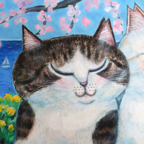 原画「仲良しさくらねこのいる桜咲く丘」 F10号 #絵画 #ねこ 原画「仲良しさくらねこのいる桜咲く丘」 F10号 #絵画 #ねこ
