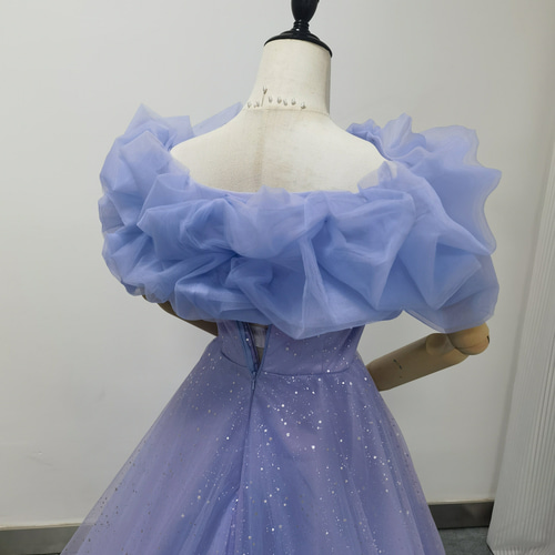 送料無料！カラードレス パープル キラキラチュール 取り外しオフ  