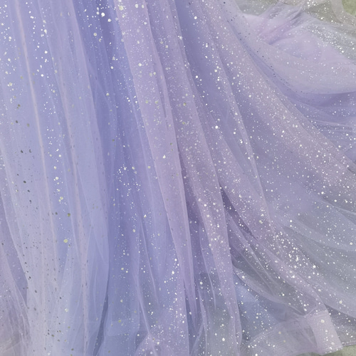 送料無料！カラードレス パープル キラキラチュール 取り外しオフ  