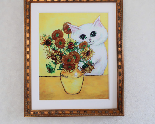 新品 ねこぺん日和 原画展 複製原画 ひまわり