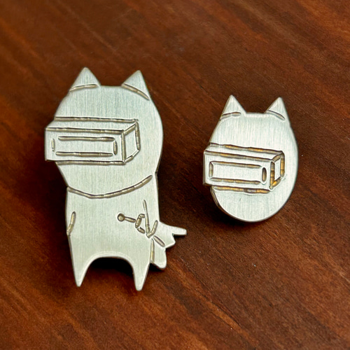 溶接面ネコのブローチ ブローチ morineco 通販 17474090｜Creema(クリーマ)