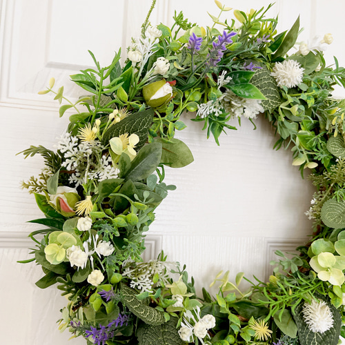 贈り物にも＊ 爽やかラベンダーとグリーンのリース・30㎝・玄関にも  