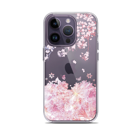 光花 - 和風 iPhone クリアケース/ハード or ソフト【Re:design/ハート/桜/蝶】 3枚目の画像