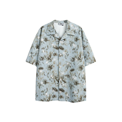 オシャレ感のある半袖花柄シャツゆったりシャツ夏の薄手コート男女兼用 W322 7枚目の画像