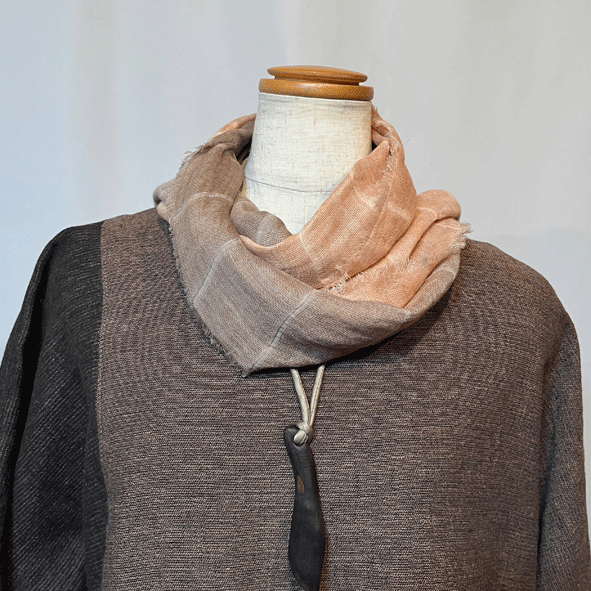 柿渋染めWガーゼショートストールK24020