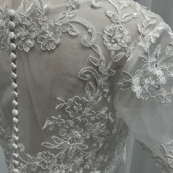 送料無料！ボレロ 半袖 Vネックドレス くるみボタン  ハンドメイド キラキラスパンコール 結婚式 4枚目の画像
