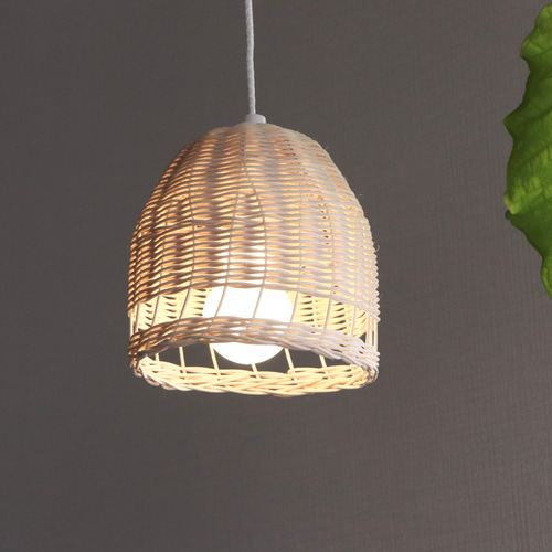 ラタンランプシェード✳︎ドーム型✳︎LEDライト付き シーリングライト