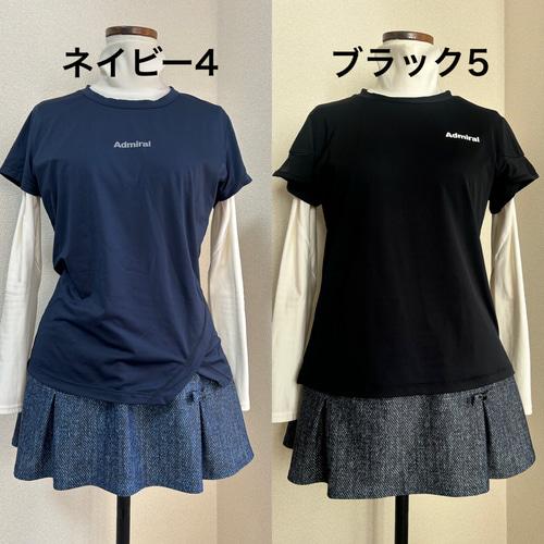 デニム柄ネイビー4 テニス スコート 両サイドポケ付き ゴルフ ミニ