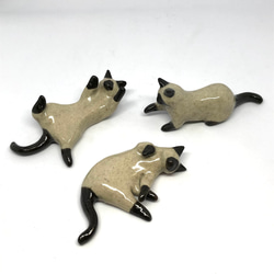 猫の箸置き三態（シャム）　はしおき　ネコ　シャム猫　陶器 1枚目の画像