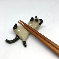 猫の箸置き三態（シャム）　はしおき　ネコ　シャム猫　陶器 2枚目の画像