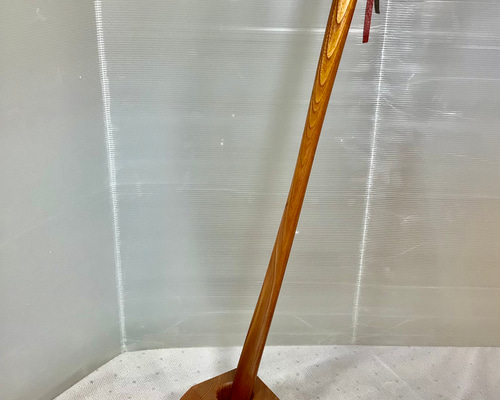 天然木　かえで長い靴べら／くす材　ブーツ型靴べらスタンド　一点物　手造り 天然木 けやき ロング靴べら／けやきスタンドセット 一点物 手造り 靴