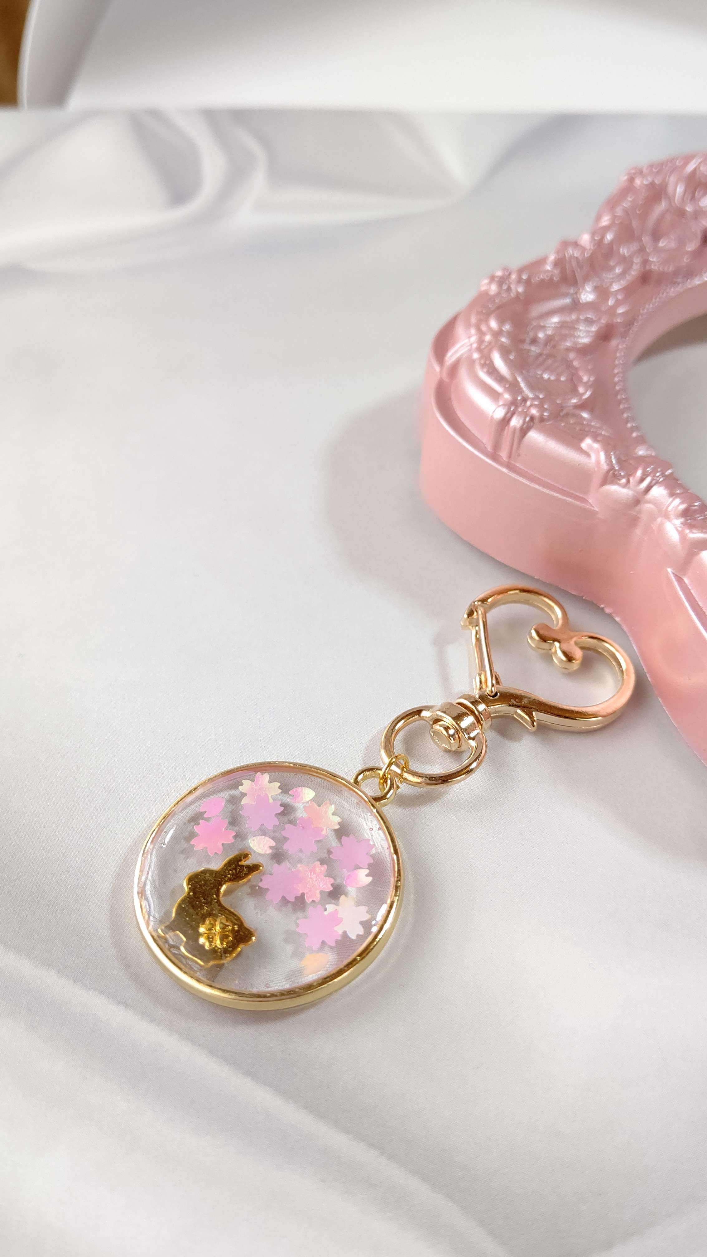 春デザインうさぎちゃんラウンドレジンヘアゴム 春の新作＊うさぎと