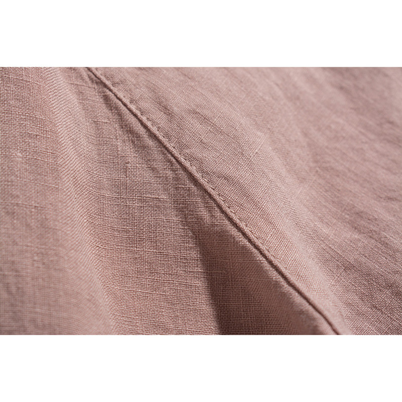 レース襟リネンシャツ　ゆとりリネン長袖シャツ　水洗いリネンシャツ　貝ボタン　3色　フリーサイズ　L341