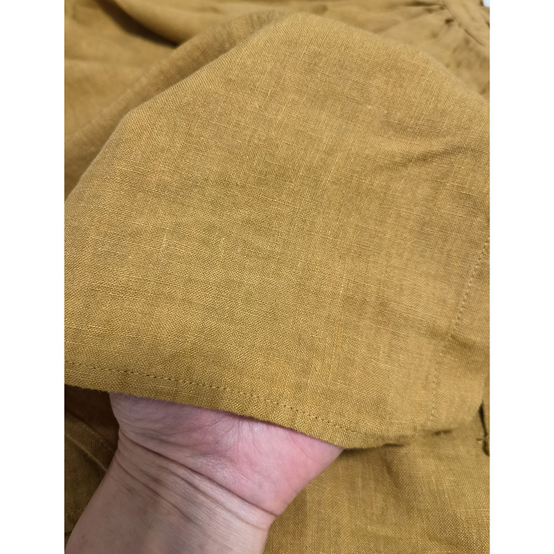 レース襟リネンシャツ　ゆとりリネン長袖シャツ　水洗いリネンシャツ　貝ボタン　3色　フリーサイズ　L341