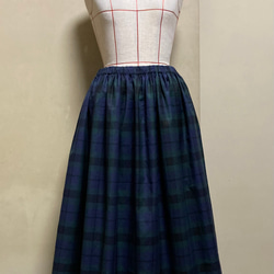 播州織・ブラックウォッチのギャザースカート（M〜Lサイズ向け） 1枚目の画像