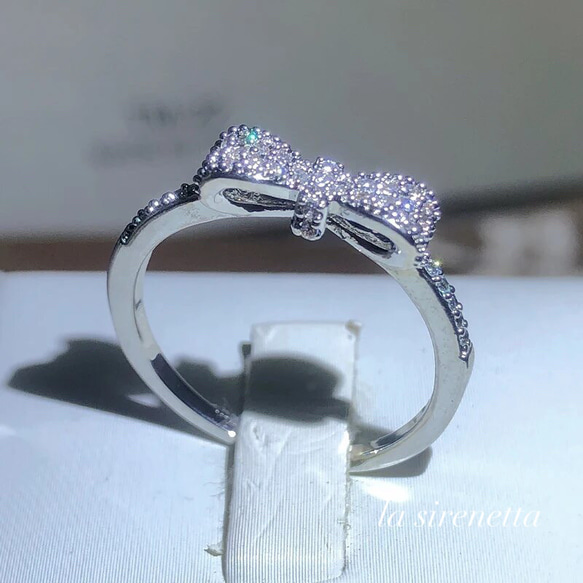 受注製作 指輪 ＊ ribbon pave ring / リボン リング 4枚目の画像