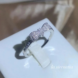 受注製作 指輪 ＊ ribbon pave ring / リボン リング 5枚目の画像