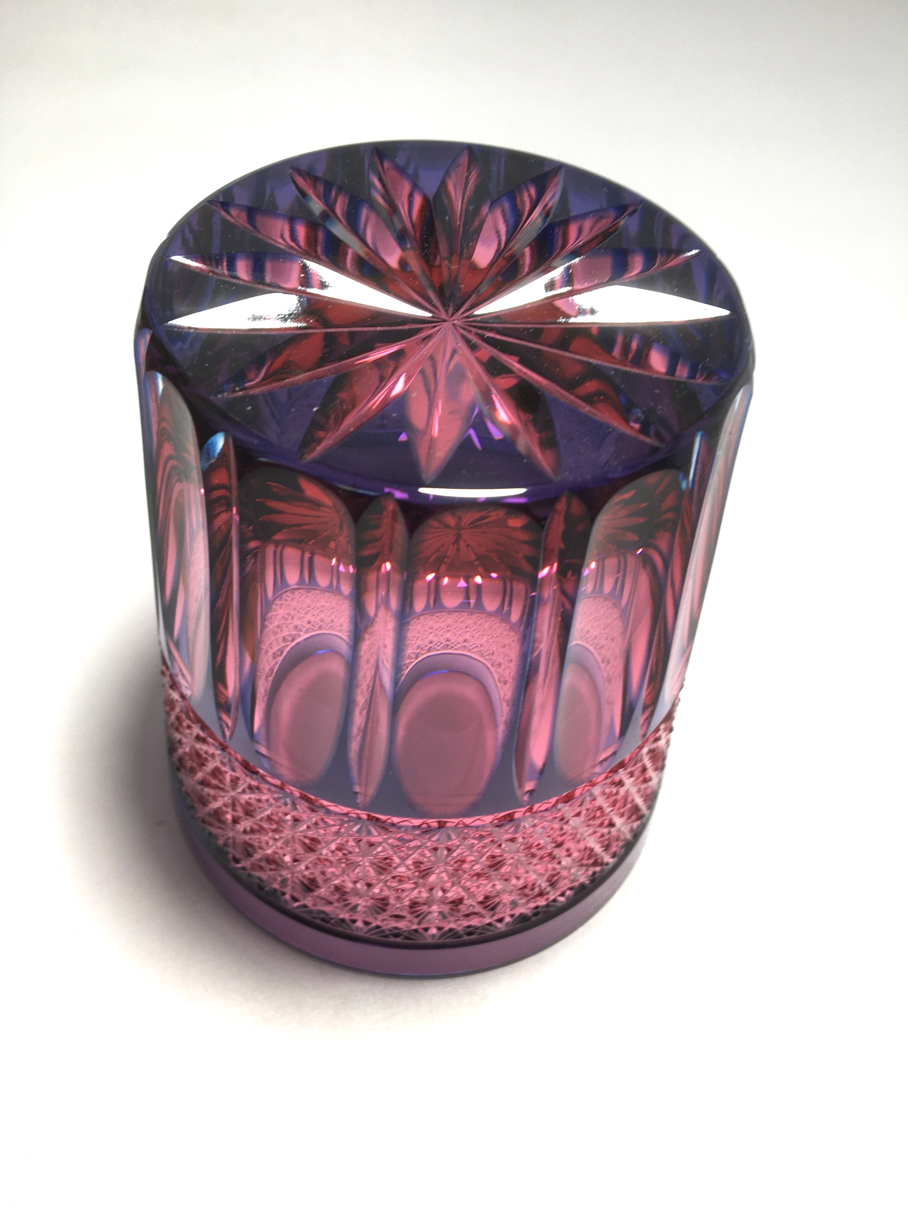 2色被せ　　クリスタルガラス　ロックグラス