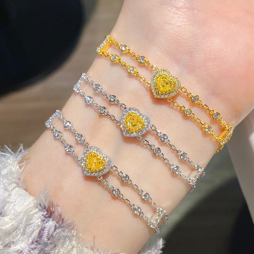 イエローダイヤモンド付きブレスレットk18 ブレスレット パール大好き  