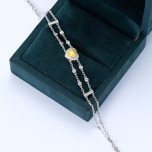 イエローダイヤモンド付きブレスレットk18 ブレスレット パール大好き  