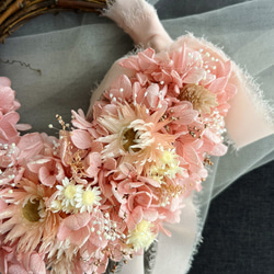 美しさを長く楽しめるピンク紫陽花のプリザーブドフラワーリース✴︎ラッピング無料❗️贈り物にもおススメです❗️ 12枚目の画像