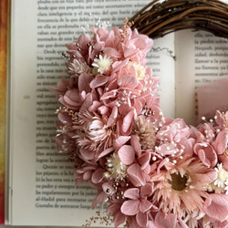 美しさを長く楽しめるピンク紫陽花のプリザーブドフラワーリース✴︎ラッピング無料❗️贈り物にもおススメです❗️ 2枚目の画像