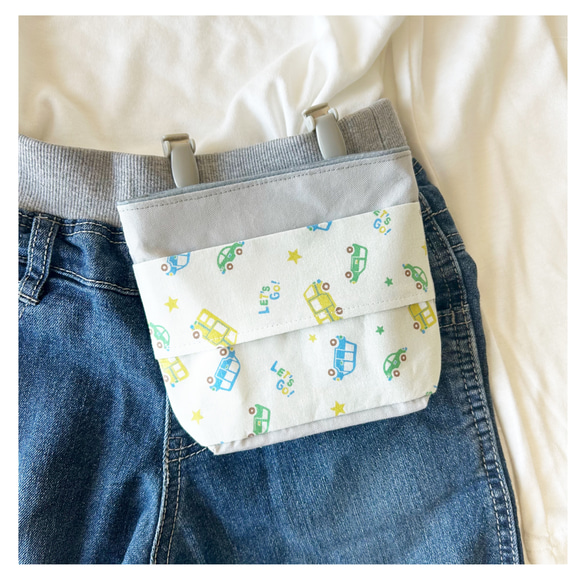 オーダーメイド】入園入学グッズ淡い水色働く車柄