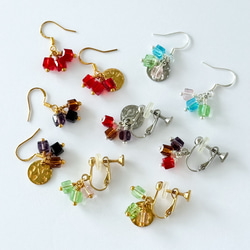 【644】ウッドビーズのイヤリング／ピアス 自然素材ウッドビーズのナチュラルアクセサリー｜木の実ボール＊ピアス