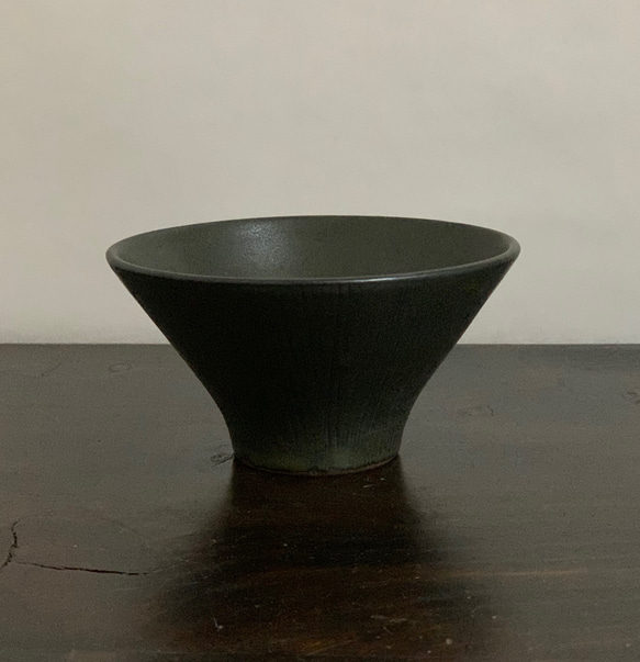 陶器　黒マットのお茶碗 1枚目の画像