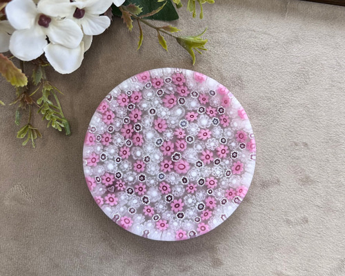 【美品未使用】ベネチアンガラス 小皿ミルフィオリ φ77 ピンク ハンドメイド ベネチアングラス ミルフィオリのミニプレート ピンク③ 小皿